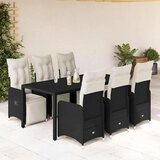 vidaXL vrtna bistro garnitura 7-delna z blazinami črn poli ratan | Shoptok.si
