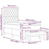  Krevet s podnicom s madracem i klupom tamnoplavi 80x200 cm samet | shoptok.hr