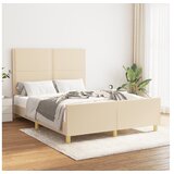  Posteljni okvir z vzglavjem krem 140x190 cm blago | Shoptok.si