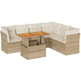Maison Chic Seti vrtnega pohištva - Vrtna garnitura - Vrtni pohištvo set 7-delna z blazinami bež poli ratan, (21805180) | Shoptok.si