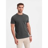 Ombre Men's casual t-shirt with patch pocket - graphite cene