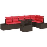  Vrtna sedežna garnitura 7 pcs Rjava in rdeča poli ratan, (5000135256) Slike