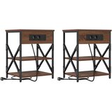  Noćni ormar 2 pcs Smeđi hrast 41 x 31 x 51 cm Konstruirano drvo | Eponuda.com