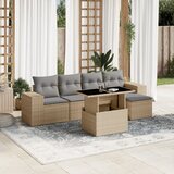 The Living Store Vrtna sedežna garnitura 6-delna z blazinami bež poli ratan - Vrtna Sedežna Garniture, (21468435) | Shoptok.si