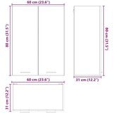 vidaXL Viseča omarica Riga Bela 60 x 31 x 80 cm Konstruiran les | Shoptok.si