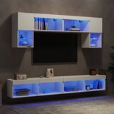  6-dijelni zidni TV elementi s LED svjetlima bijeli drveni | shoptok.hr