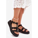 Boto Women Sandals On Platform With Gold Detail Black Fevire | Shoptok.si