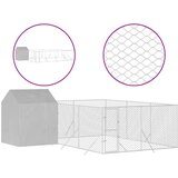 vidaXL Zunanja pasja ograda s streho srebrna 6x6x2,5 m pocinkano jeklo - - Srebrna - 75.05 - 6 x 6 x 2.5 m - 2025- | Shoptok.si