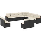  13-dijelni set vrtnih sofa s jastucima poliratan crni | shoptok.hr