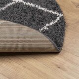  Čupavi moderni tepih s visokim vlaknima crni i krem Ø 80 cm | shoptok.hr