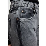 Trendyol Anthracite Color Block High Waist Wide Leg Jeans Cene