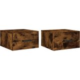  Zidni noćni ormarići 2 kom dimljenog hrasta 35x35x20 cm Smeđa | Shoptok.si