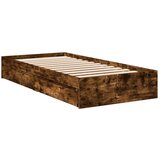 vidaXL Posteljni okvir s predali dimljen hrast 75x190 cm inž. les | Shoptok.si