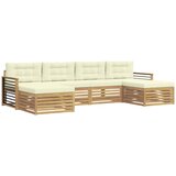 vidaXL Sedežne garniture 6 pcs Bela in krem Masiven les akacije, (5000283355) | Shoptok.si