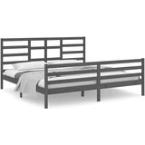 vidaXL Posteljni okvir siv iz trdnega lesa 200x200 cm, (20685189) Cene