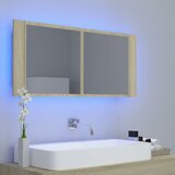  LED kupaonski ormarić s ogledalom boja hrasta 100x12x45 akrilni | shoptok.hr