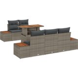 vidaXL 6-delni set vrtnih kavčev z blazinami Siva poli ratan | Shoptok.si
