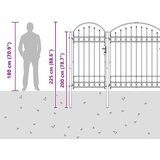 vidaXL Ograjna vrata z ukrivljenim vrhom Siva 400 x 125 cm Jeklo | Shoptok.si