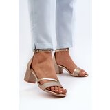 Kesi Women's glittering low-heeled sandals, Golden Ploemis Cijene