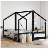 vidaXL Otroški posteljni okvir črn 2x(80x200) cm trdna borov | Shoptok.si
