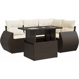  5-dijelni set vrtnih sofa s jastucima poliratan smeđi | shoptok.hr