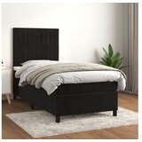  Box spring postelja z vzmetnico črna 90x200 cm žamet | Shoptok.si