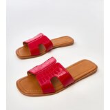 Gemre Red flat-soled flip-flops with Sarini embossing | Shoptok.si