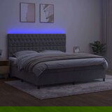  Box spring s madracem LED svjetlosivi 200x200 cm baršun | shoptok.hr