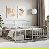 Maison Chic Kovinski Posteljni okvir - Dvoposteljna postelja - Zakonska postelja z vzglavjem in vznožjem bel 200x200 cm, (21696214) | Shoptok.si