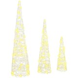vidaXL Božično drevo 3 pcs Toplo bela 40 cm 60 cm 80 cm Akril | Shoptok.si