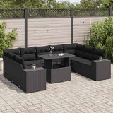 vidaXL 10-dijelni set vrtnih sofa s jastucima crni od poliratana | shoptok.hr