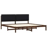  Krevetni okvir s tapiciranim uzglavljem Tamno smeđa i crna - tamno smeđa i crna 180 x 200 cm | shoptok.hr