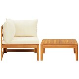 The Living Store Vrtna garnitura 2-delna s kremno belimi blazinami akacijev les - Vrtna Sedežna Garnitura, (21459941) | Shoptok.si