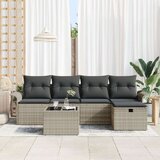 vidaXL 6-delni vrtni set s kavčem z blazinami svetlo siva poli ratan | Shoptok.si