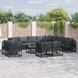 vidaXL Vrtna sedežna garnitura 13 pcs Črna 70 x 70 x 32 cm Aluminij | Shoptok.si