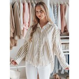 DStreet Koszula damska oversize z dłuższym tyłem SAMONE w beżowo-białe paski | Shoptok.si