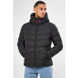 D1fference Men's Black Hooded Water And Windproof Inflatable Winter Coat.