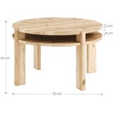 Karup Okrugao stolić za kavu od masivnog bora u svijetloj prirodnoj boji ø 70 cm Tuck – | shoptok.hr