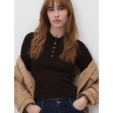 Reserved Polo-džemper od mješavine vune - smeđi | shoptok.hr