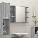 Maison Chic Kopalniška omarica - Kopalniški kabinet ogledalo siva sonoma 80x20,5x64cm inženirski les, (21794838) | Shoptok.si