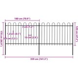  Vrtna ograda s obručem na vrhu Čelik 359x120 cm Crna | shoptok.hr