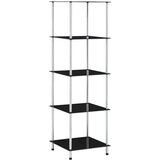 vidaXL Police s 5 razina crne 40 x 40 x 130 cm od kaljenog stakla Cijene
