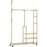 vidaXL Stojalo za oblačila s policami in kolesi 100x38x175,5 cm Bambus | Shoptok.si