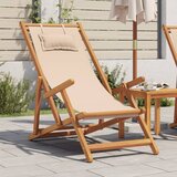  Sklopiva stolica za plažu bež od drva eukaliptusa i tkanine | Eponuda.com