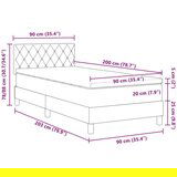 vidaXL Box Spring Krevet s Madracem Tamno Sivi 90x200 cm Baršun | shoptok.hr