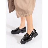 GOODIN Women's black loafers on a platform decorated with a buckle and rhinestones | shoptok.hr