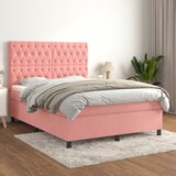 The Living Store Box spring postelja z vzmetnico roza 140x200 cm žamet - Box Spring Postelja, (21438505) Cene