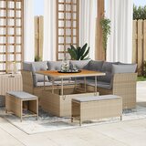 vidaXL 8-dijelni set vrtnih sofra s jastučićima Bež Poli ratan Acacia | shoptok.hr