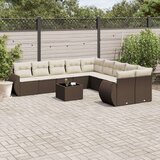 vidaXL 11-dijelni set vrtnih sofa od poliratana s jastucima smeđi | shoptok.hr