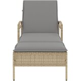  Ležaljka za sunčanje s jastukom bež 63x200x81 cm poliratan | shoptok.hr